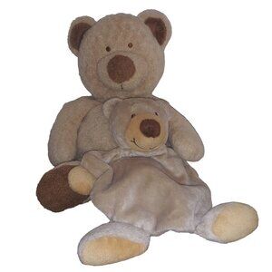 Ty Pluffies Stuffed Tan Bear Tylux Plush Flat Baby Bear Lot of 2